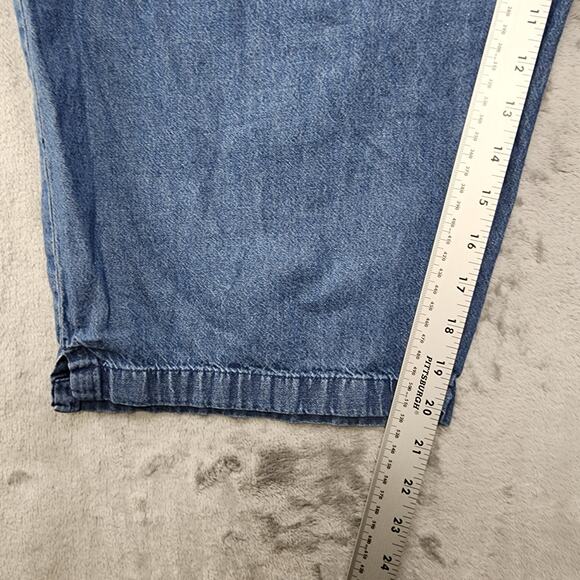 Vintage 90s Woman Within Pants Size 22W Pull On Crop Drawstring Chambray Pockets - Picture 10 of 12